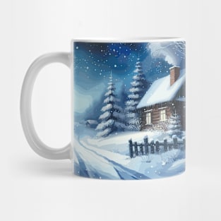 Winter Stormy Night Winter Landscape Mug